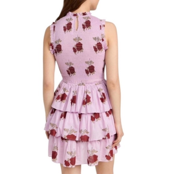 NWT ALIX OF BOHEMIA Smocked Cabana Ruby Rosette Cotton Mini Dress Pink Size S - Picture 4 of 11